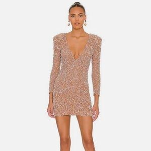 Retrofete Pamela Dress in Silver & Nude - Size Small